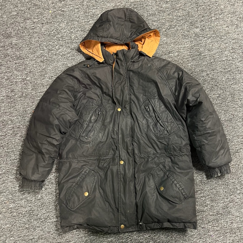 Lifes Adventures Dash Parka Mens Medium Black Hooded Waxed Look Utility Jacket